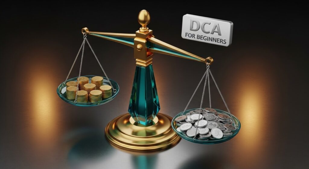 Visual example of dollar cost averaging buying more shares when prices drop and fewer shares when prices rise automatically