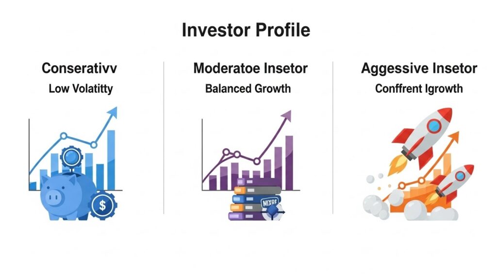 Comparison of conservative moderate and aggressive investor risk tolerance profiles and characteristics