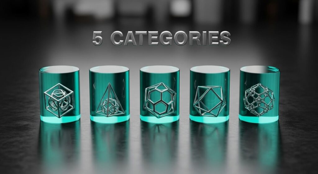 Five essential budget categories showing fixed expenses, variable expenses, savings, debt payments, and irregular expenses with percentages