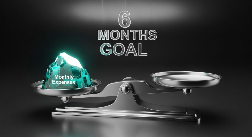 Emergency fund calculation showing 3 to 6 month expense target based on individual financial situation