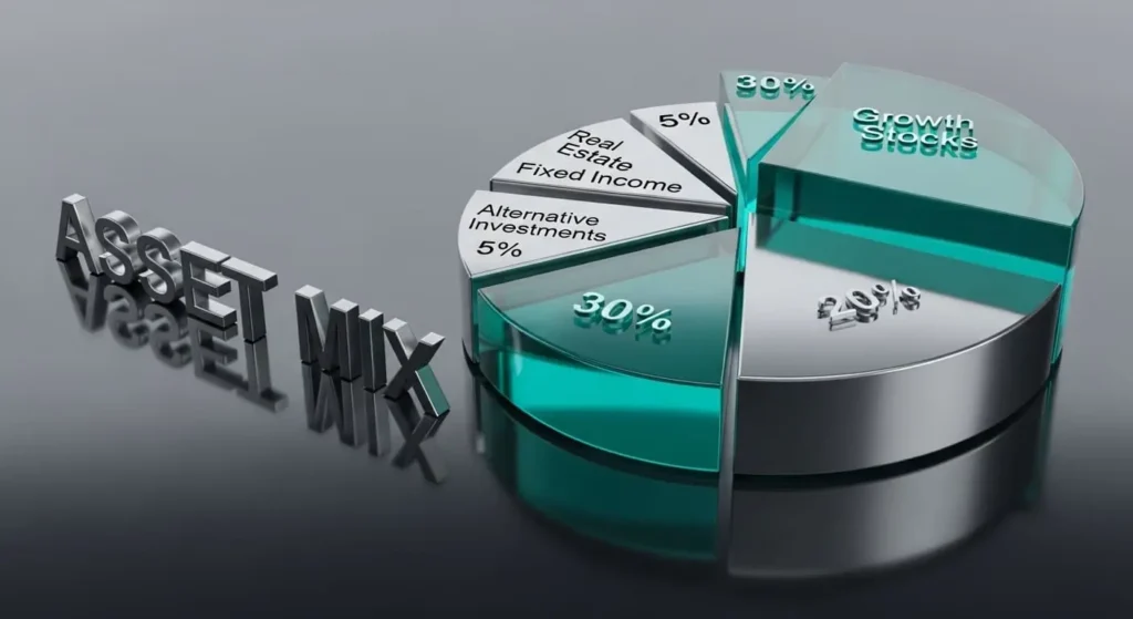 Asset allocation recommendations by age showing stock to bond ratio progression through 20s and 30s