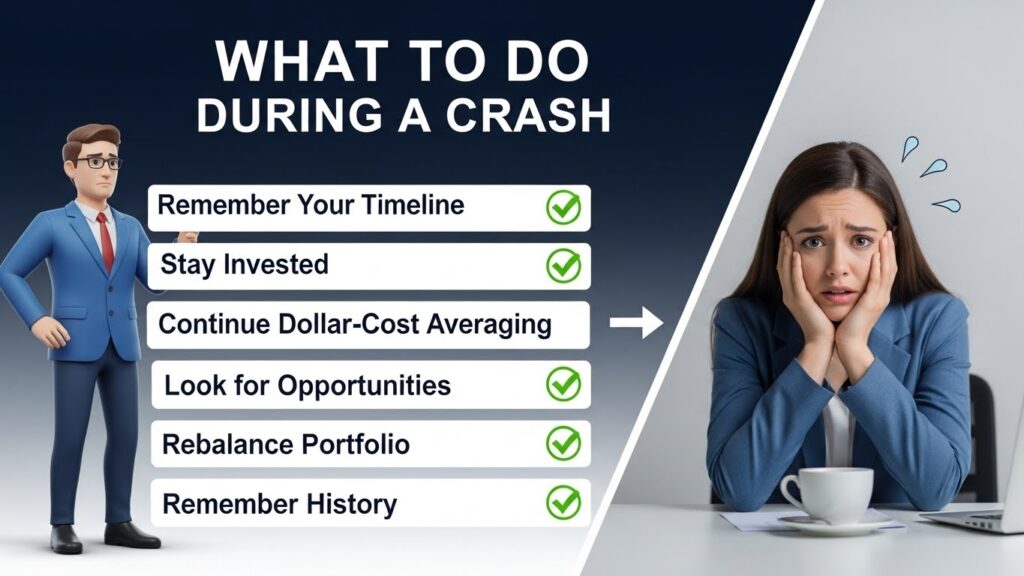 Action checklist showing correct responses during market crashes