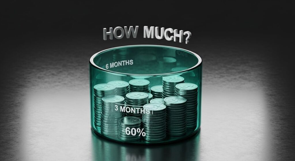 Emergency fund amounts showing different targets based on monthly expenses