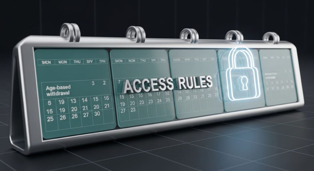 Withdrawal rules comparison showing Roth flexibility versus Traditional restrictions
