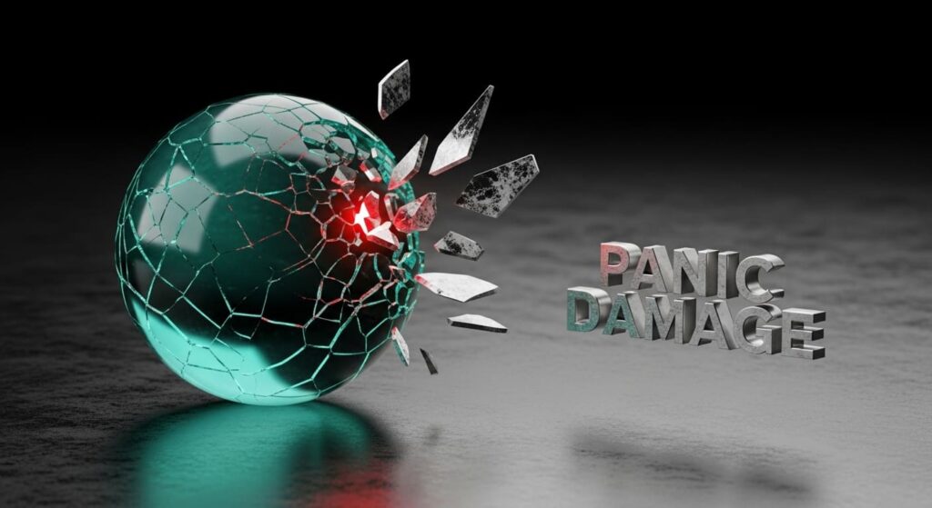 Comparison showing panic-selling losses versus staying invested during market crashes