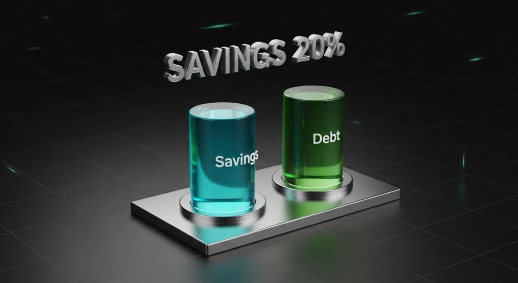 Priority waterfall showing how to allocate 20% savings category from emergency fund to investments