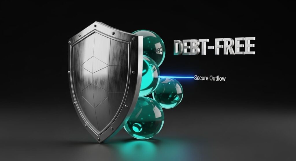 Timeline showing debt freedom journey from stressed beginning to victorious debt-free celebration