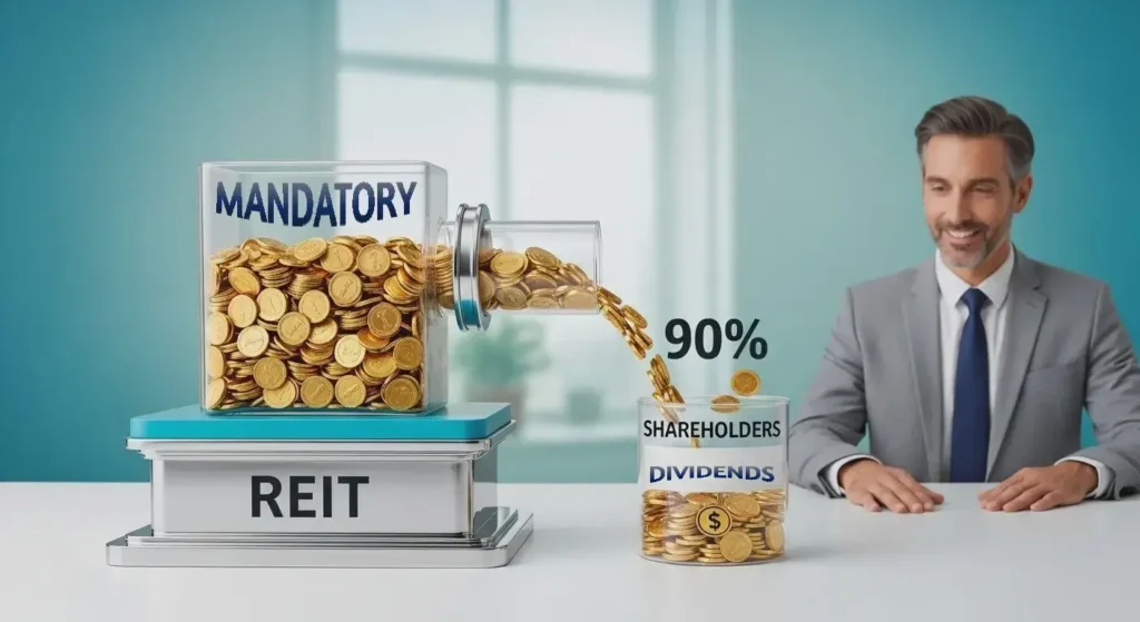 REIT dividend distribution showing 90% of profits flowing to shareholders