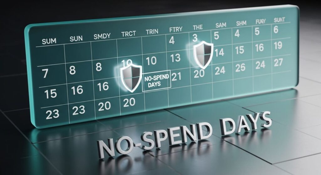 Calendar showing no-spend days strategy to save money fast by eliminating daily impulse spending