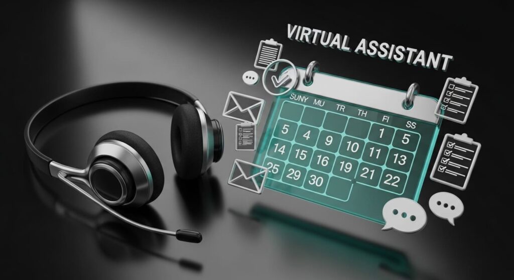 Virtual assistant side hustle showing income potential from $600 to $2,500 monthly working remotely