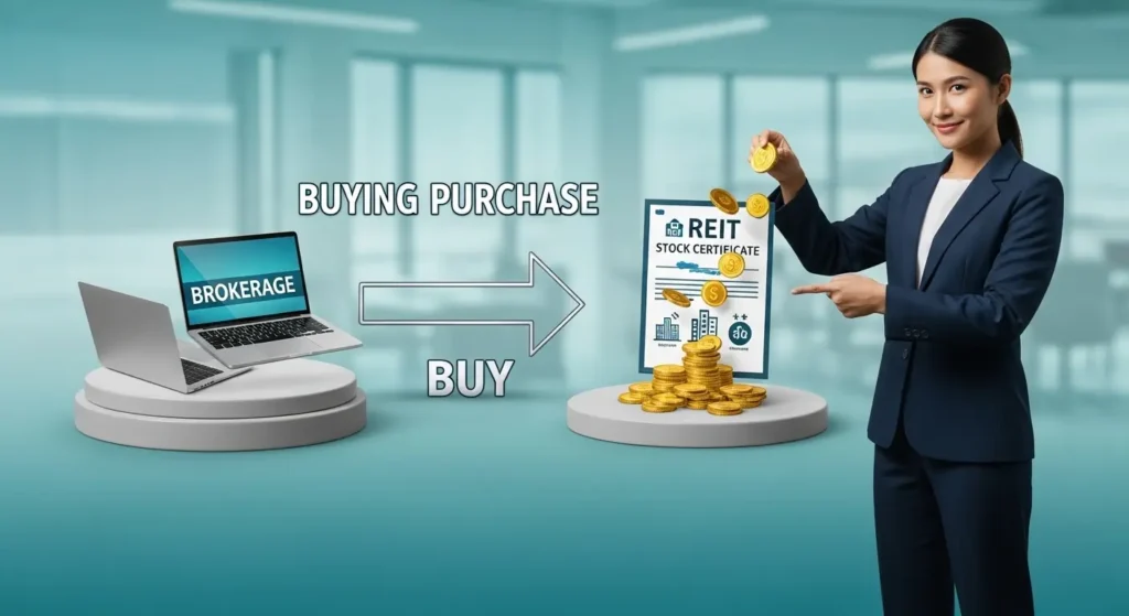 Simple three-step process showing how to buy REITs through brokerage account