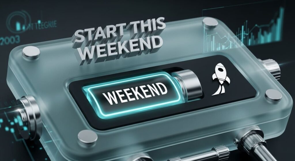 Weekend timeline showing how to start realistic side hustles and earn first money within 2-4 weeks