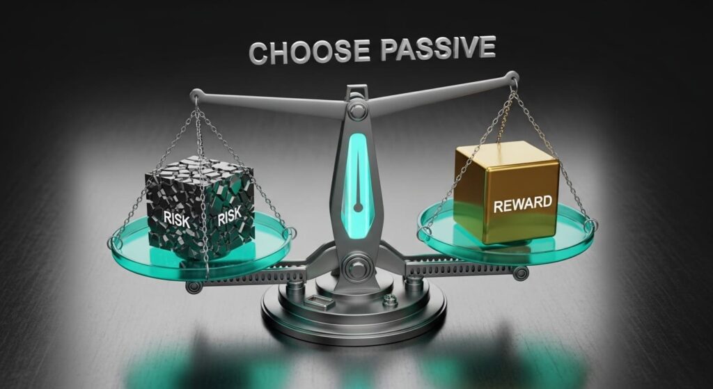 Decision matrix showing how to choose passive income ideas based on capital time skills and risk tolerance
