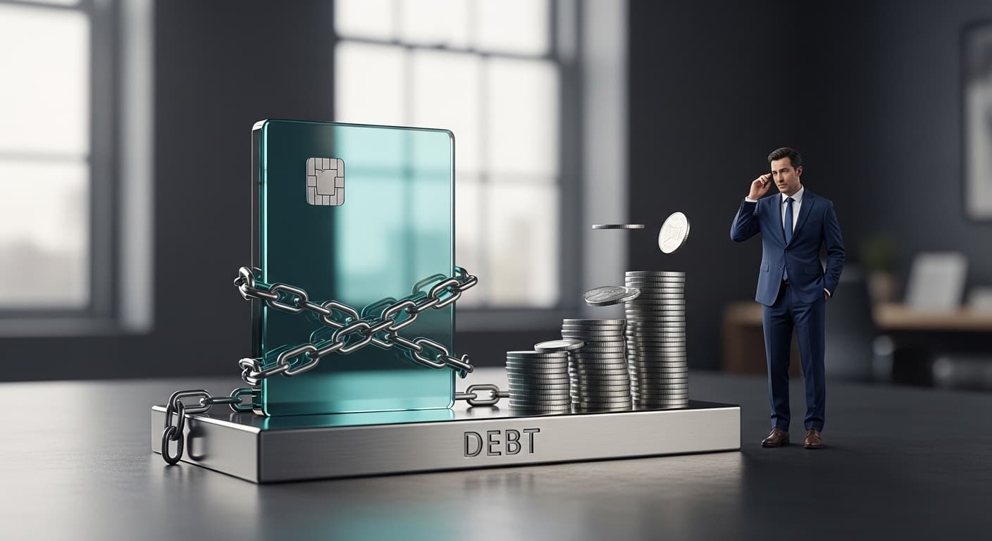 Credit card debt trap showing how high interest compounds against you in your 20s