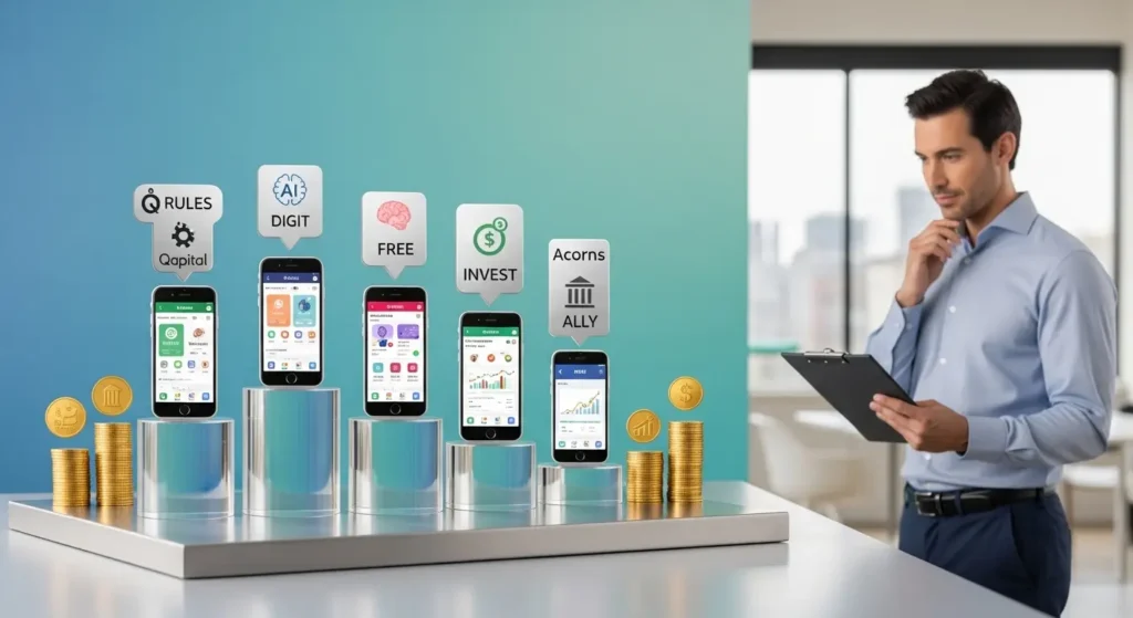 Comparison of five best savings apps showing unique features and automation capabilities