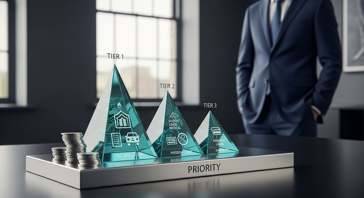 Debt priority tiers showing strategic approach to getting out of debt when broke