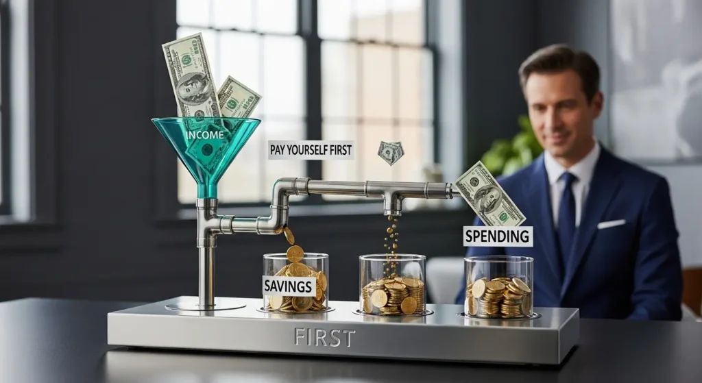 Pay yourself first automation showing savings automatically removed before spending money